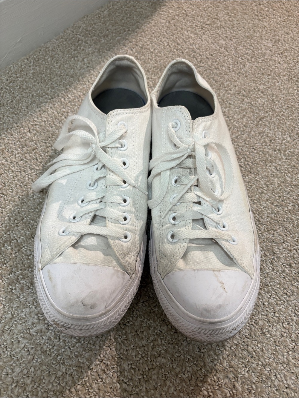 Men's Low-Top White Canvas Sneakers